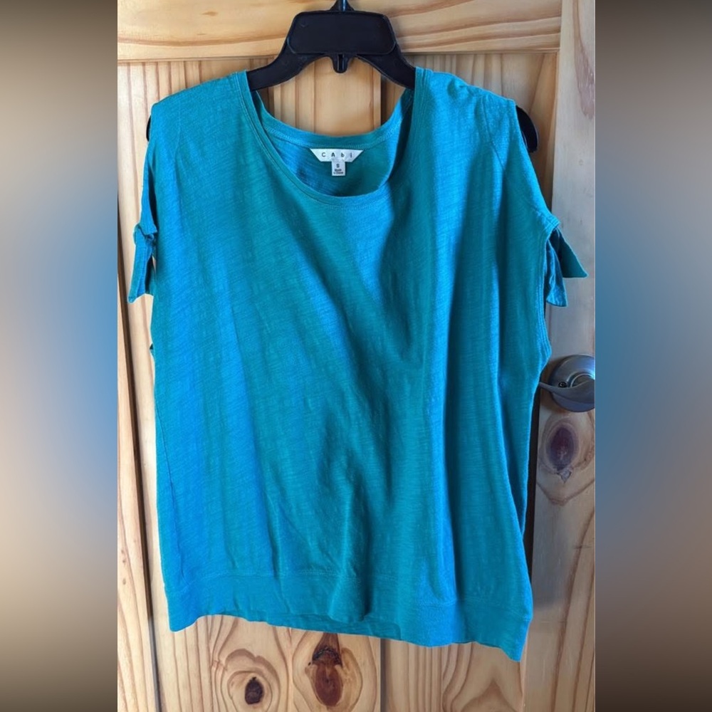 Cabi Shoulder Tee Teal Women's Top Size Small VINTAGE